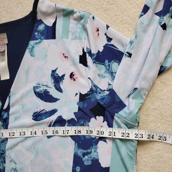 Easywear by Chico's Size 3 (XL 16/18) Open Front Cardigan 3/4 Sleeve Lined Blue - Picture 9 of 15